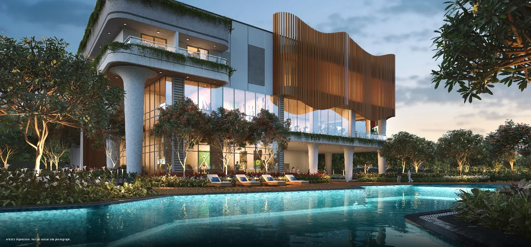Godrej Woodscapes clubhouse and pool — developer’s artistic impression